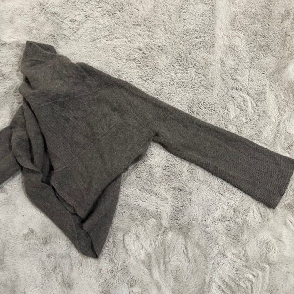 Aqua Cashmere 100%‎ Open Dark Gray Cardigan Women Size Small Minimalist Warm - Picture 3 of 6